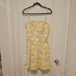 Ann Taylor Factory Yellow Floral Sundress with Bow Size 10 Petite